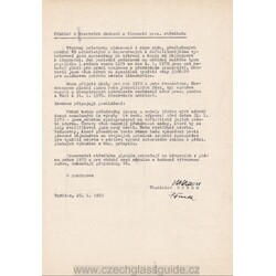 Vladislav Urban - Předávací  dokument Sklo Union leden 1970